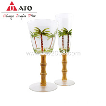 Hand Painted Champagne Glass Palm trees